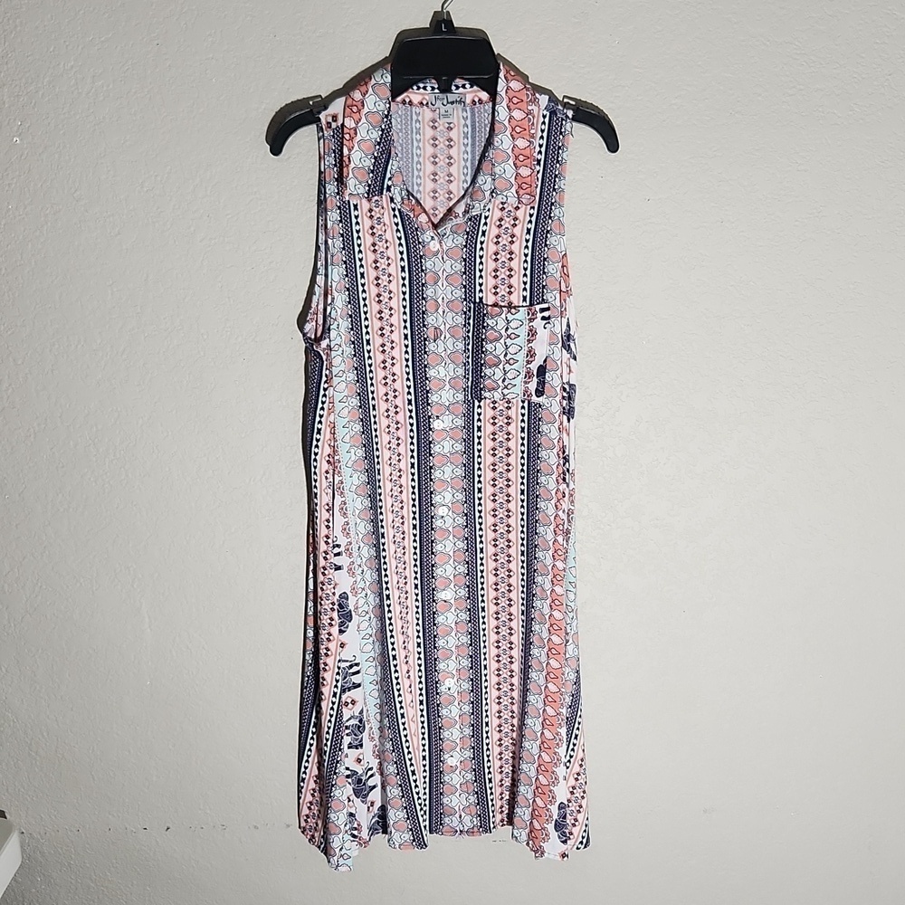 J For Justify Dress Womens Size M Button Elephant Sleeveless